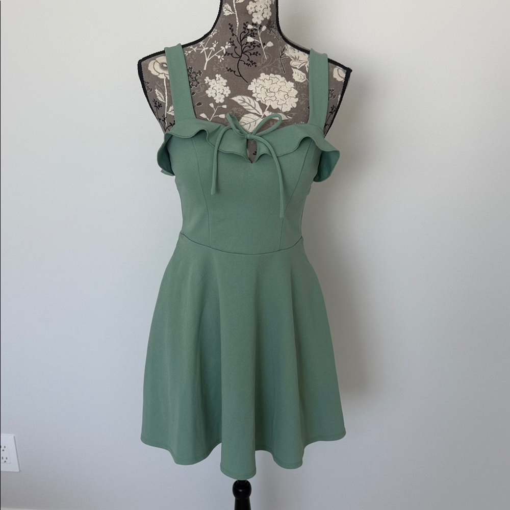 City Studio Green Ruffle Mini Dress